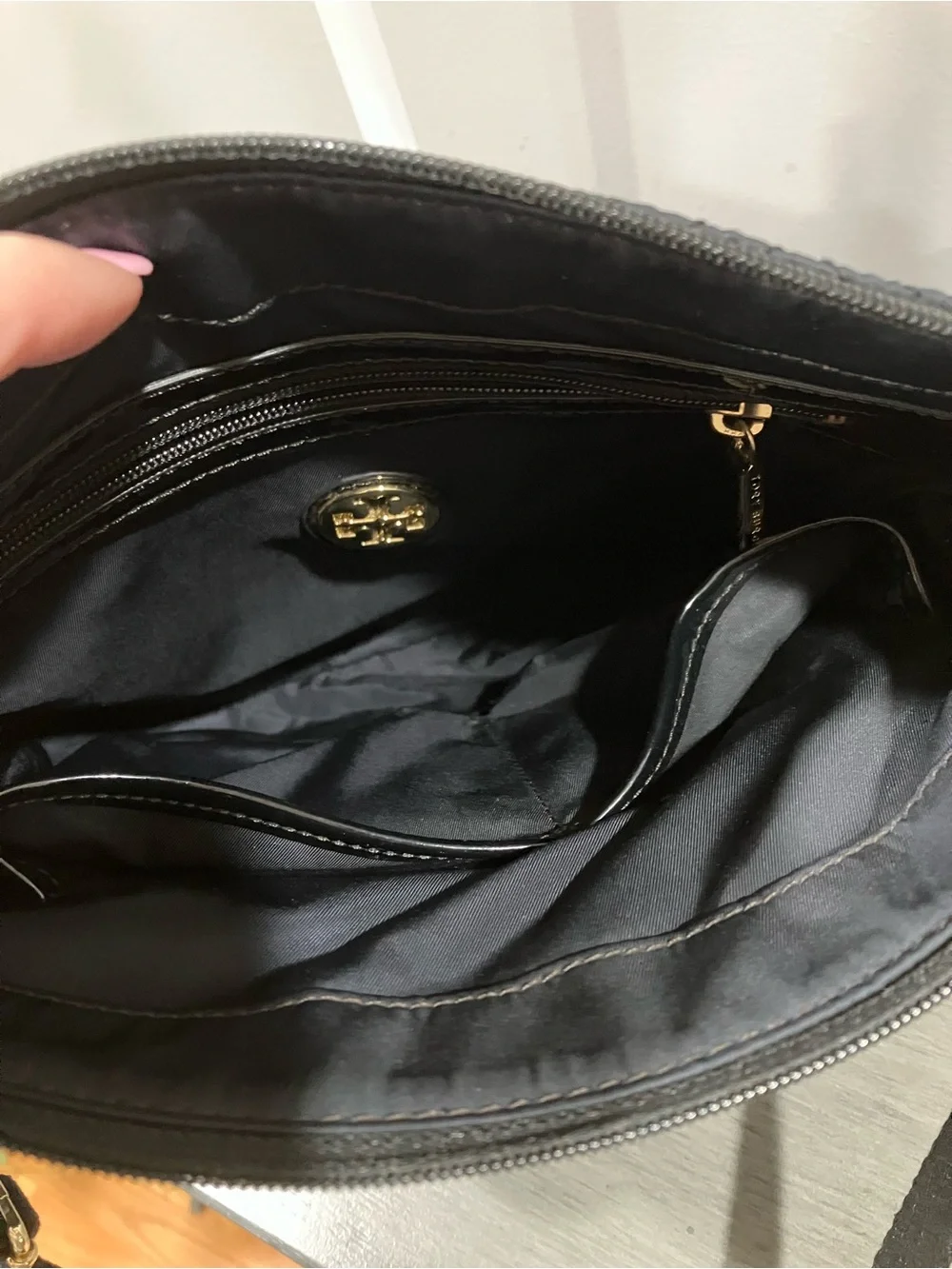 Tory Burch Black Quilted Crossbody with Logo